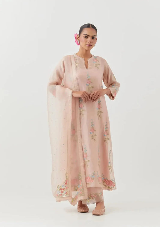 Chanderi Silk Straight Pink Kurta Set - Pallodstore