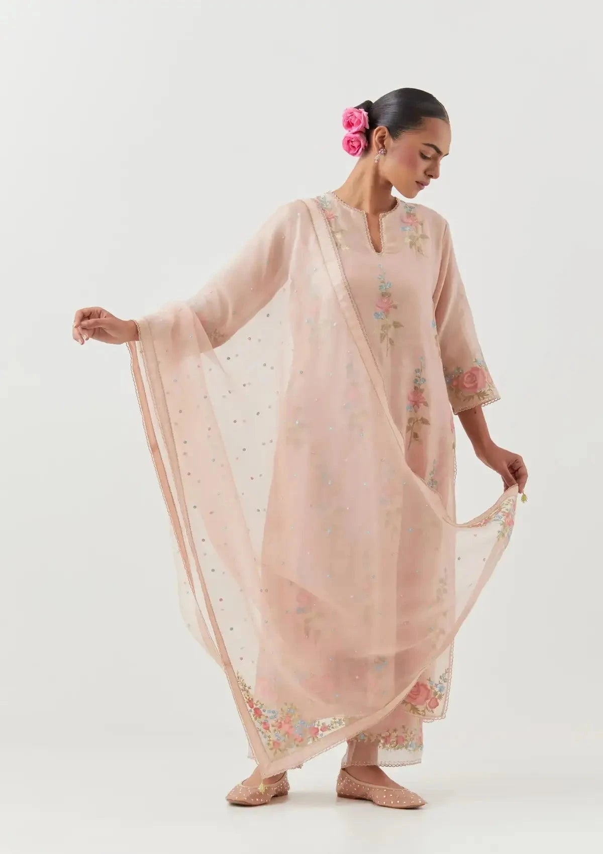Chanderi Silk Straight Pink Kurta Set - Pallodstore