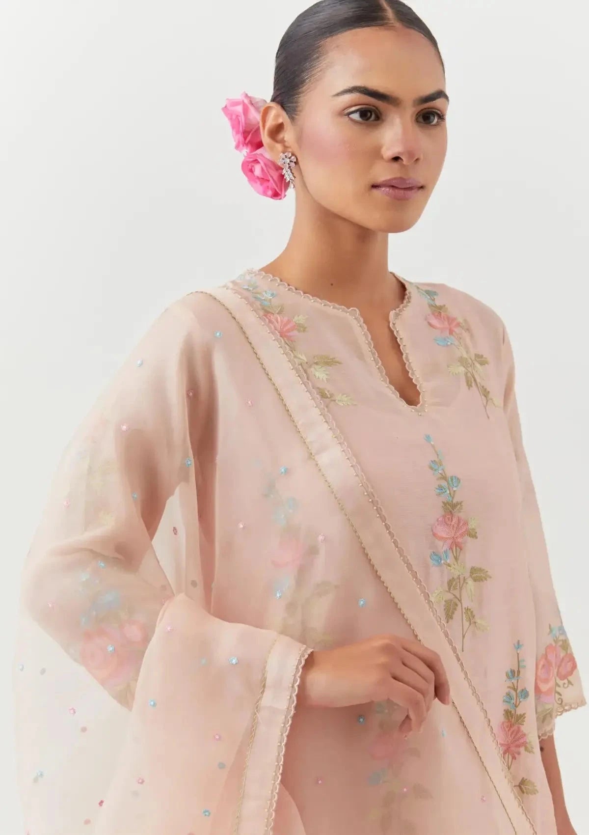 Chanderi Silk Straight Pink Kurta Set - Pallodstore