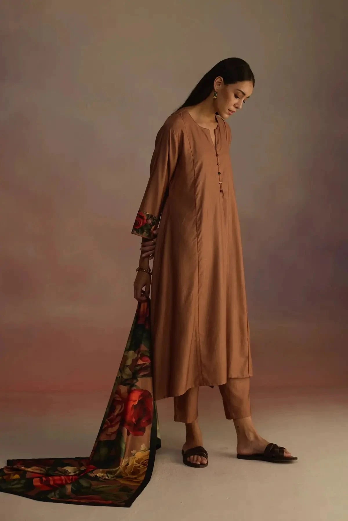 Cinnamon Brown Kurta Set - Pallodstore