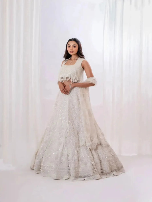 Classic Studded Sequins and Pearl Lehenga - Pallodstore
