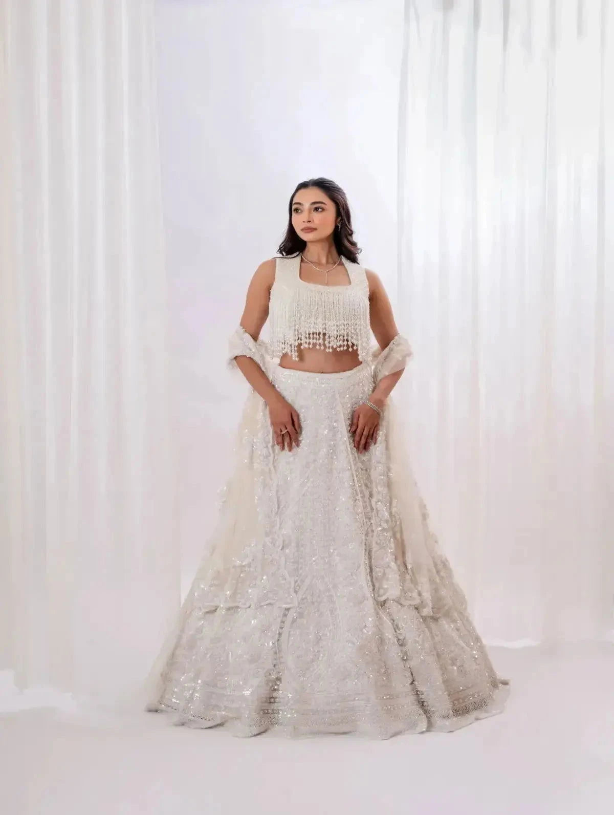 Classic Studded Sequins and Pearl Lehenga - Pallodstore