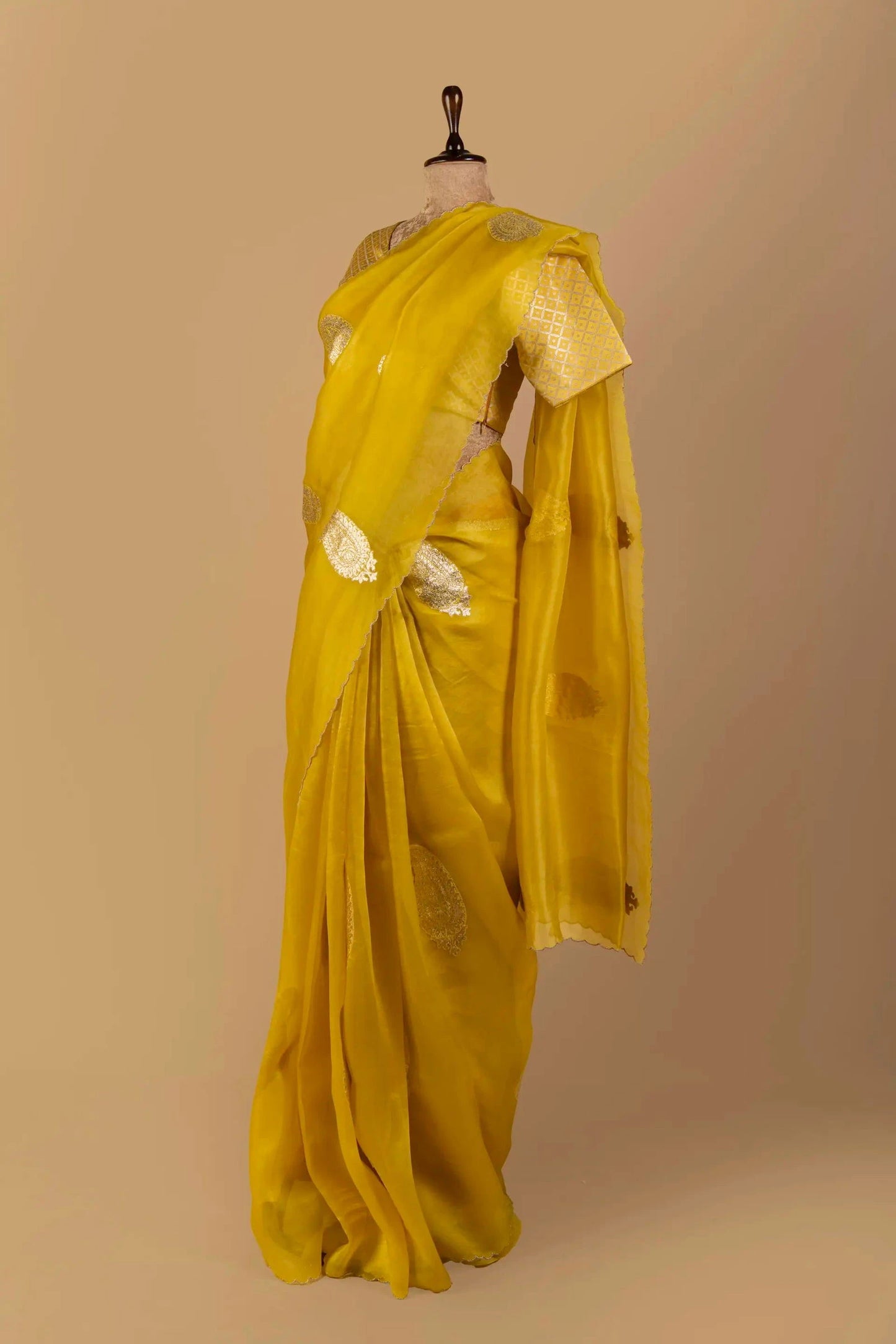 Classic Yellow Organza Saree - Pallodstore