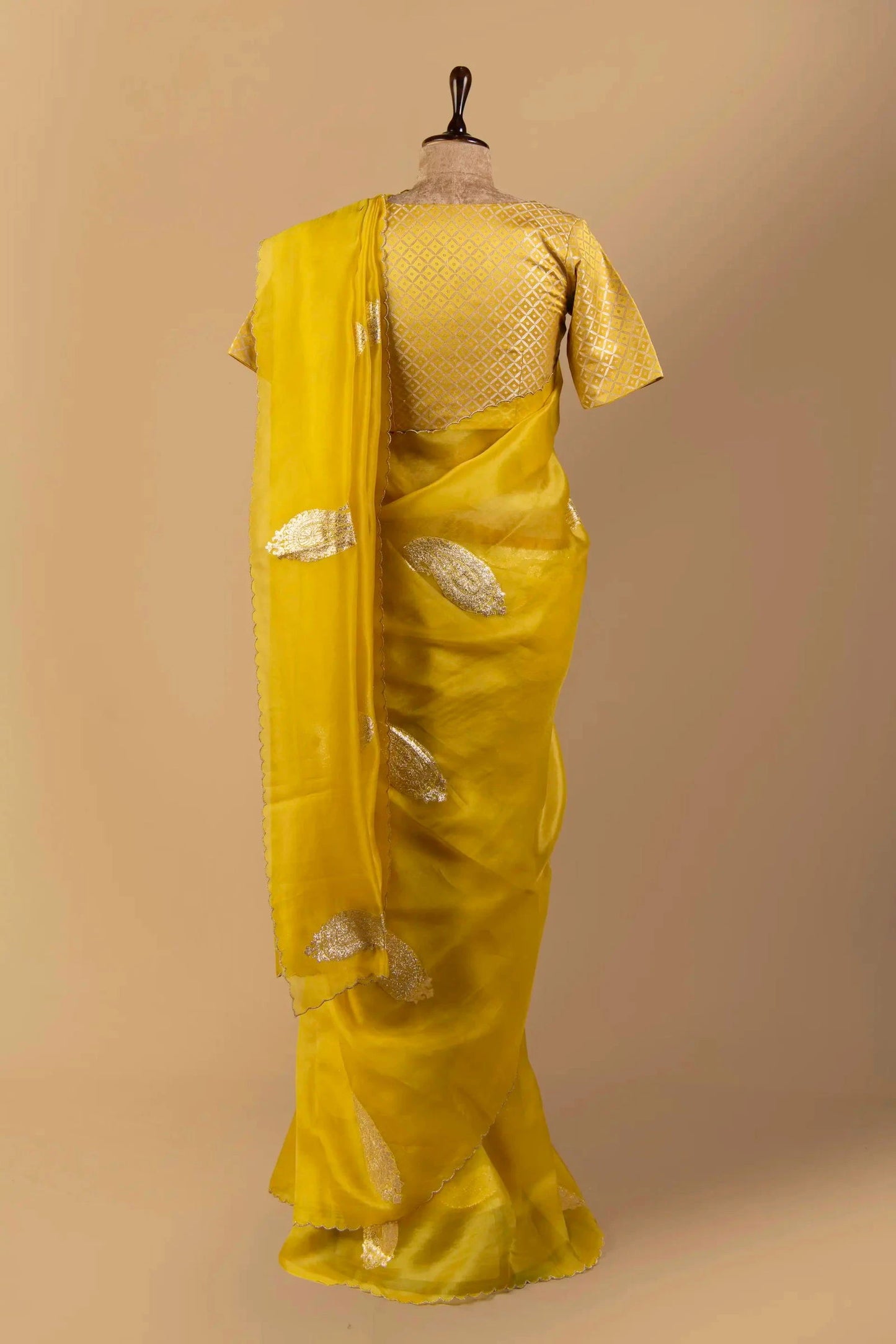 Classic Yellow Organza Saree - Pallodstore