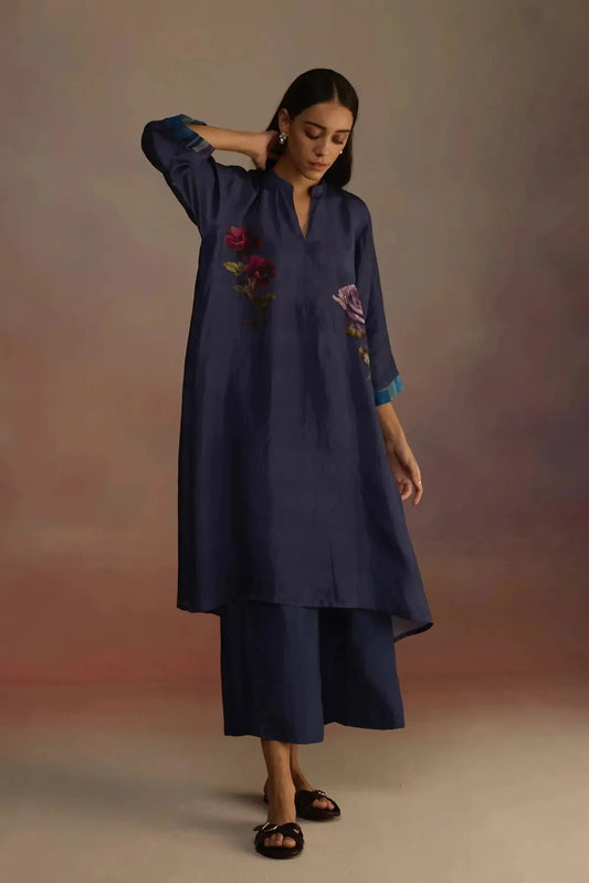 Clover Navy Blue Kurta Set - Pallodstore