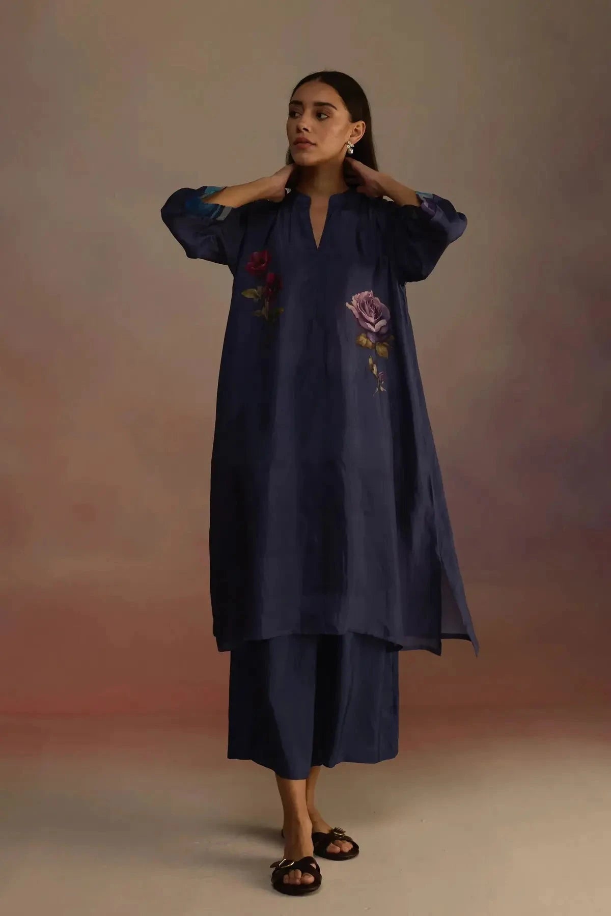 Clover Navy Blue Kurta Set - Pallodstore