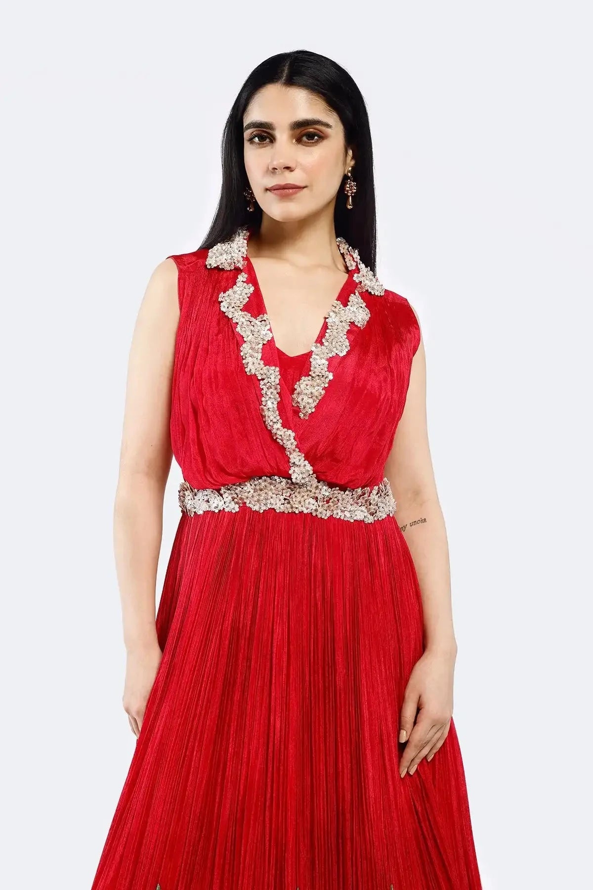 Collar Floral Gown - Pallodstore