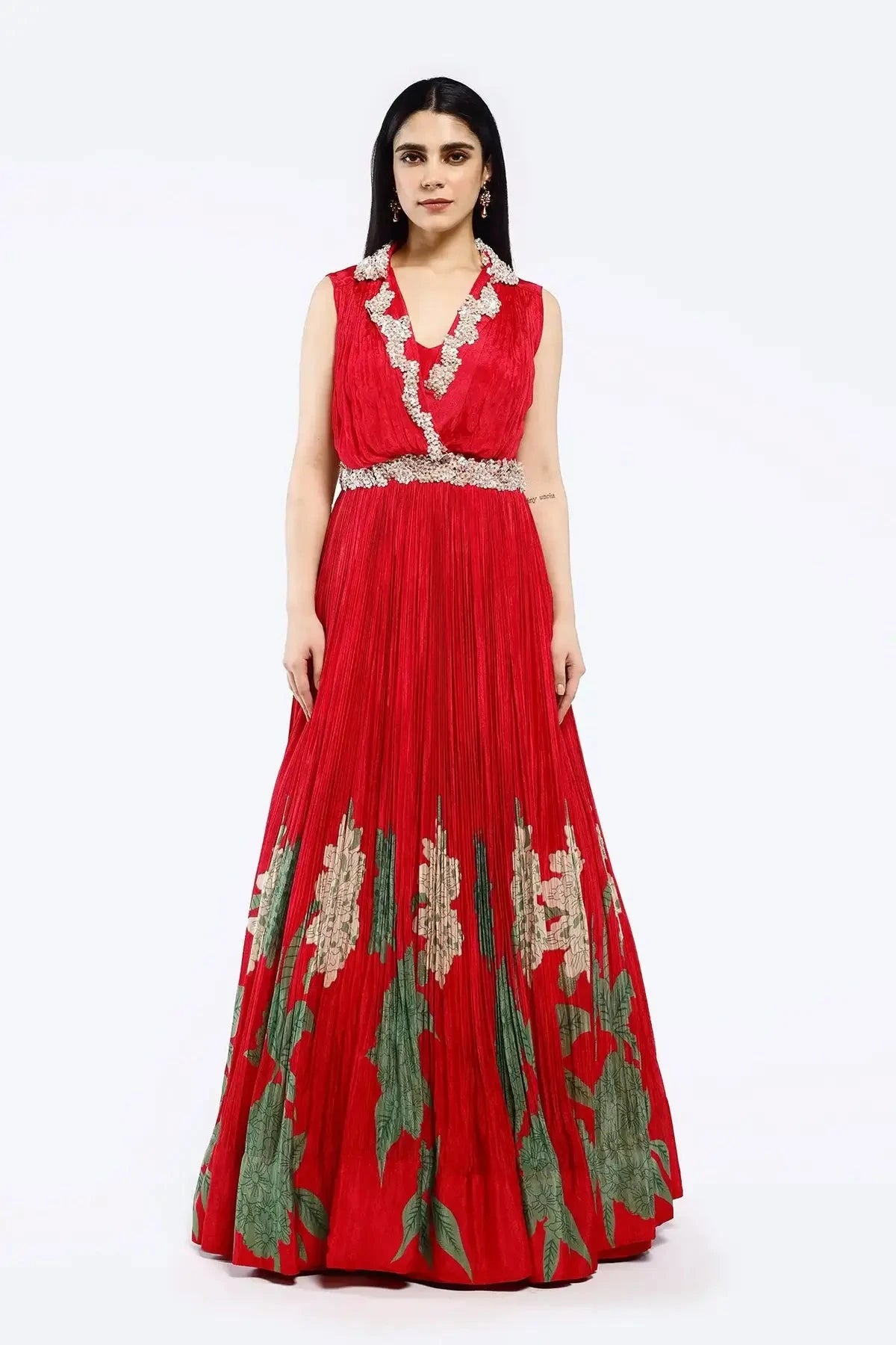 Collar Floral Gown - Pallodstore