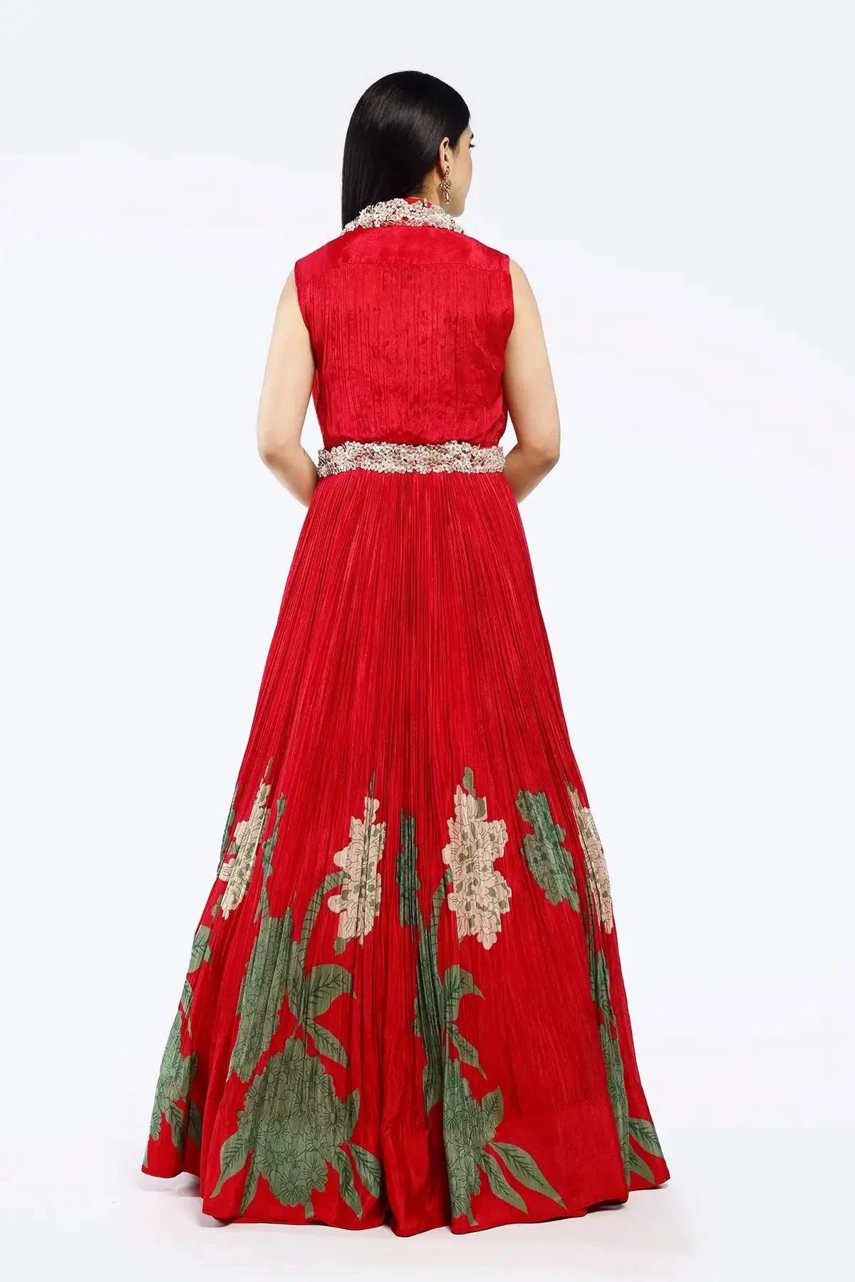 Collar Floral Gown - Pallodstore