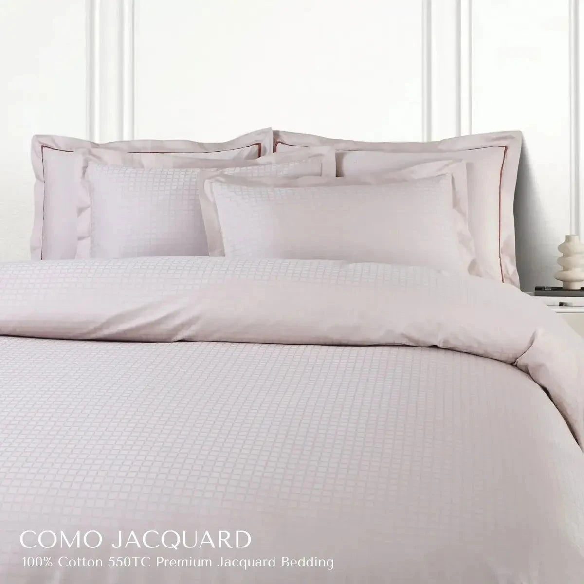 Como Premium Jacquard Checkered Almond Beige Color King Size Bedsheet Set - Pallodstore