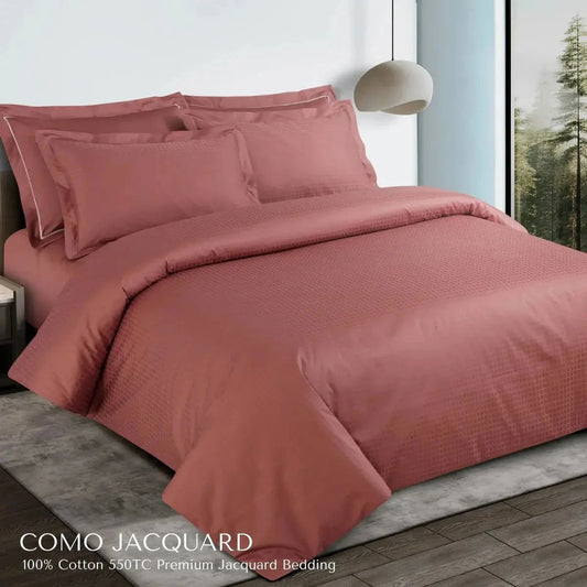 Como Premium Jacquard Checkered Cedar Color King Size Bedsheet Set - Pallodstore