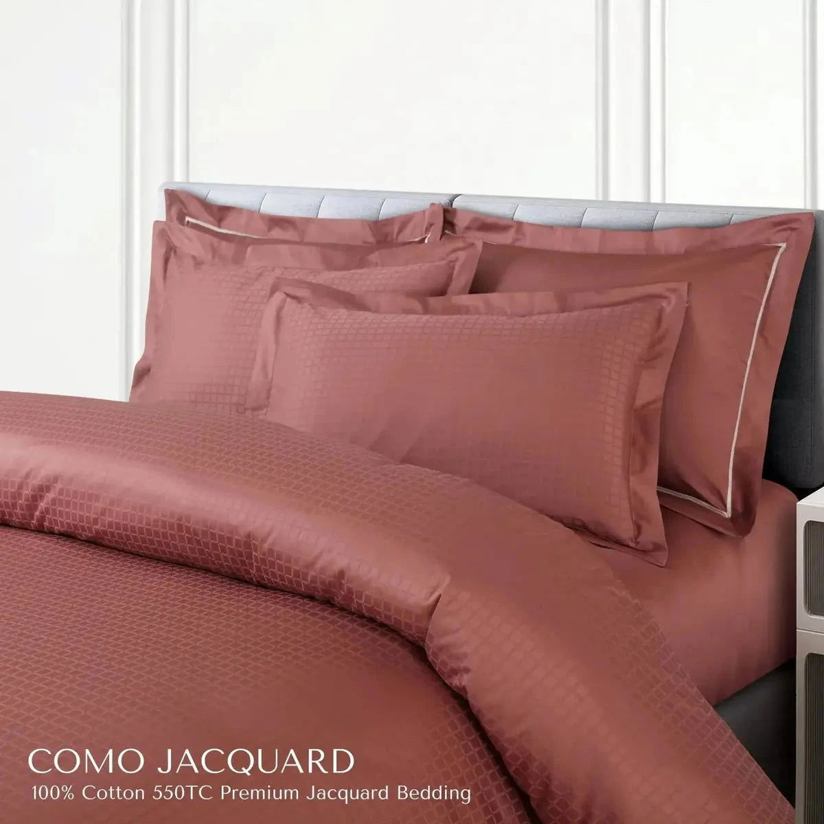 Como Premium Jacquard Checkered Cedar Color King Size Bedsheet Set - Pallodstore