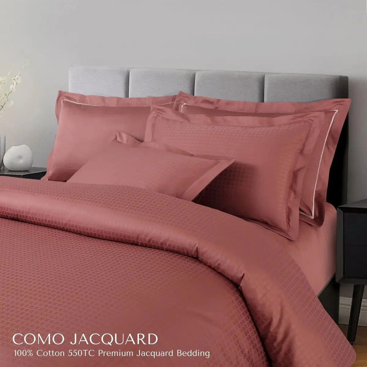 Como Premium Jacquard Checkered Cedar Color King Size Bedsheet Set - Pallodstore