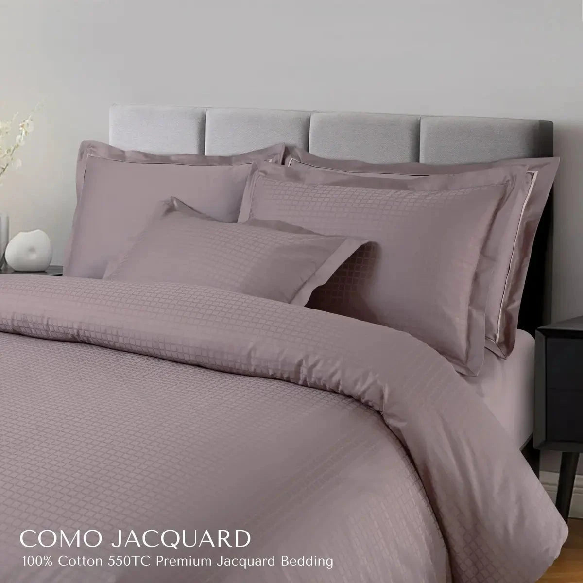 Como Premium Jacquard Checkered Mauve Color King Size Bedsheet Set - Pallodstore