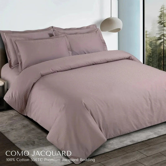 Como Premium Jacquard Checks Wine Color King Size Bedsheet Set - Pallodstore