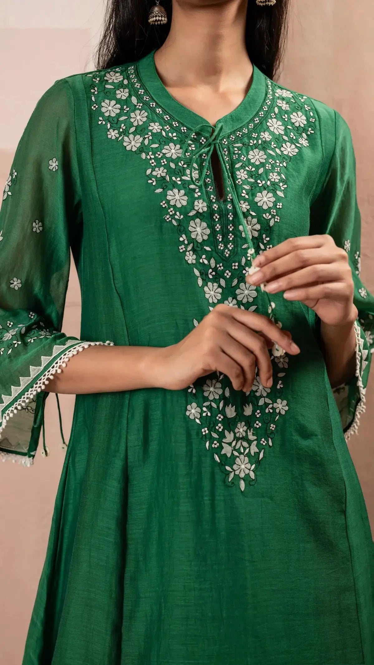 Dark Green Alaya A-line Kurta Set - Pallodstore