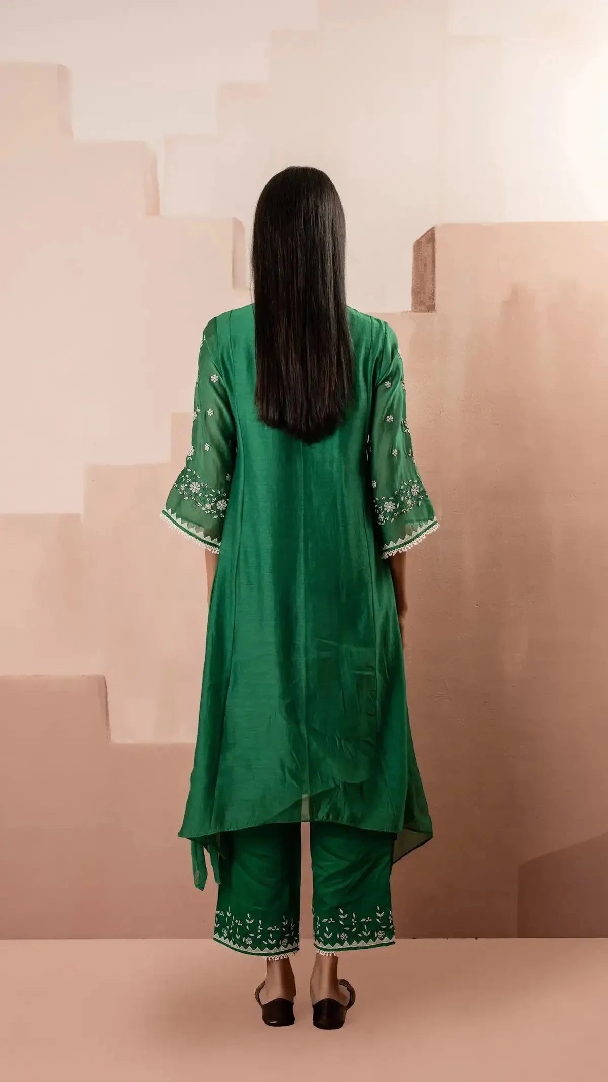Dark Green Alaya A-line Kurta Set - Pallodstore