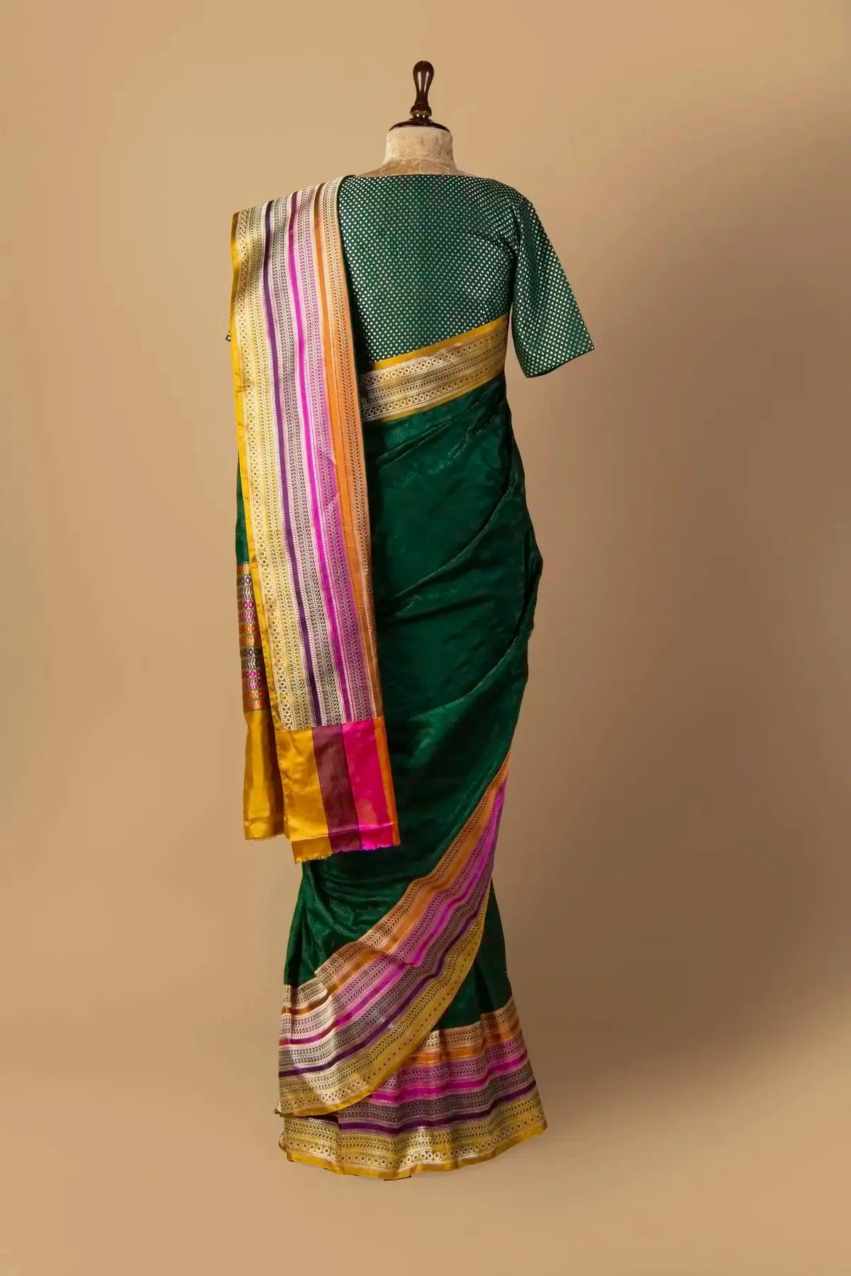 Dark Green Tanchoi Banarasi Saree - Pallodstore