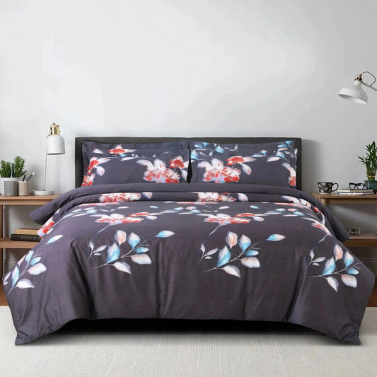 Deep Grey Sion Printed 500TC Egyptian Cotton Bedding - Pallodstore