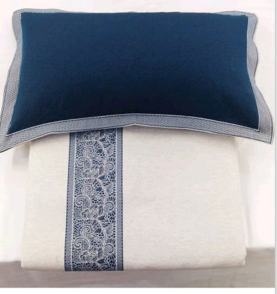 Dentell Poly-Cotton 3Pcs Bed Cover Cum Comforter Set, Blue Color - Pallodstore
