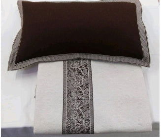 Dentell Poly-Cotton 3Pcs Bed Cover Cum Comforter Set, Coffee Color - Pallodstore