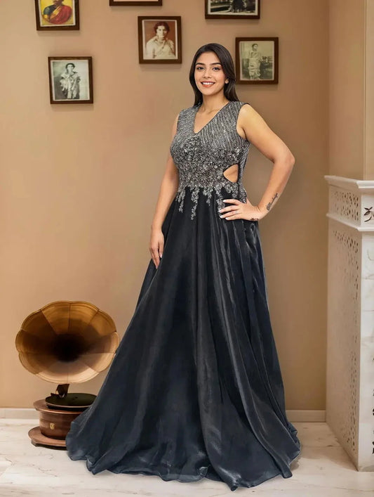Designer Black Tissue Gown - Pallodstore