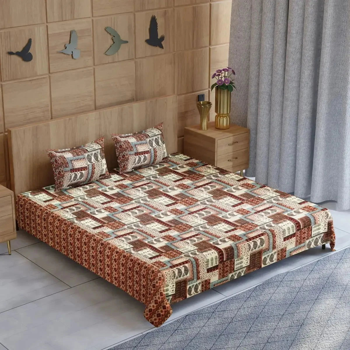 Divine Handblock Printed Maroon Color Double Bedsheet - Pallodstore