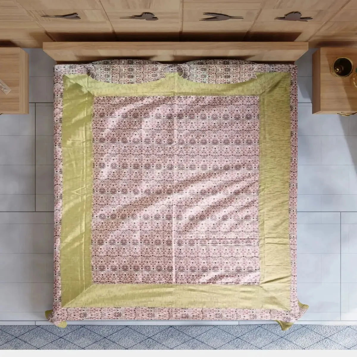 Divine Handblock Printed Multicolor Glace Cotton Double Bedsheet - Pallodstore