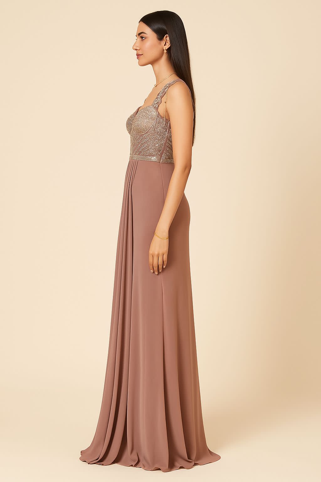Dusky Brown Corset One Piece - Pallodstore