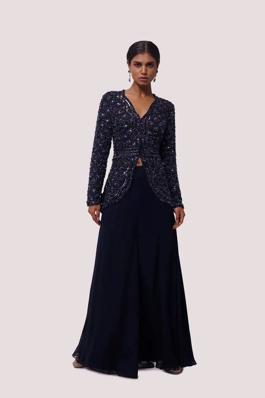 Embellished Navy Blue Co-ord set - Pallodstore