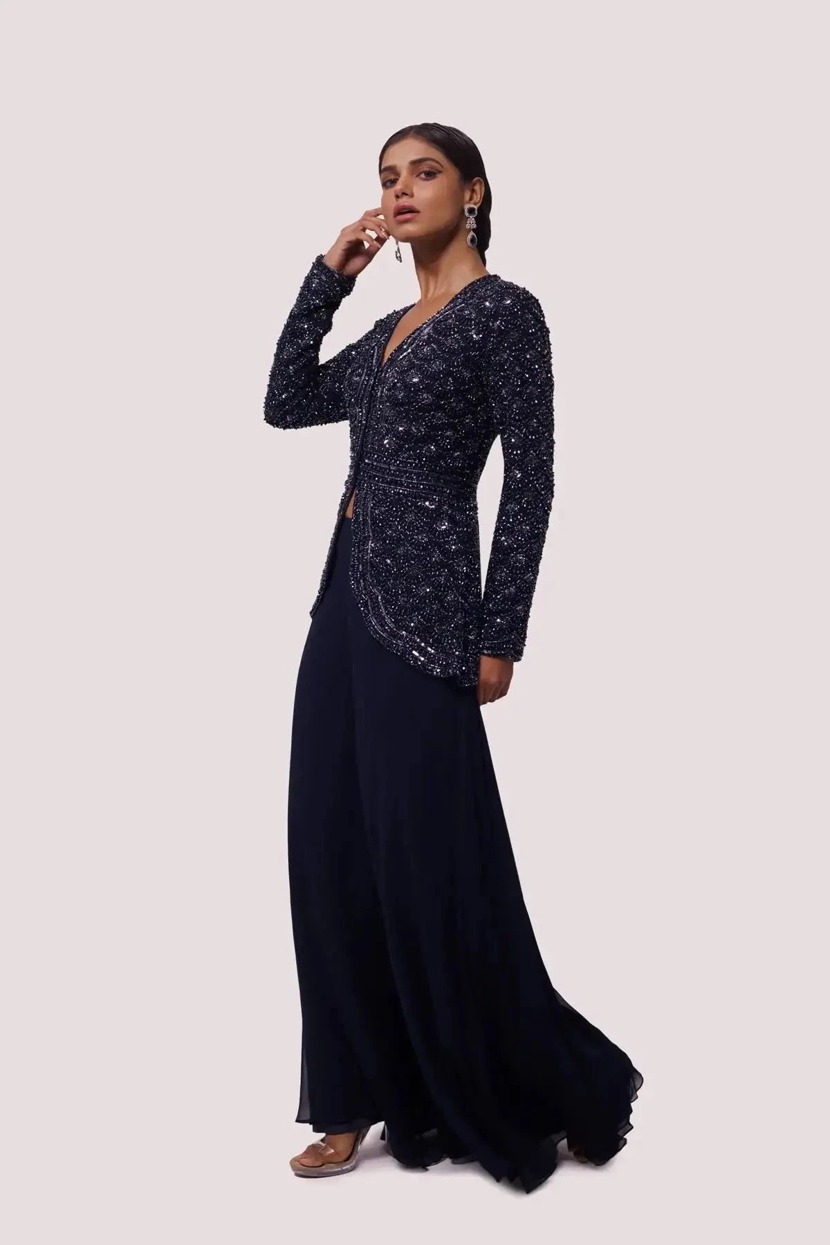 Embellished Navy Blue Co-ord set - Pallodstore