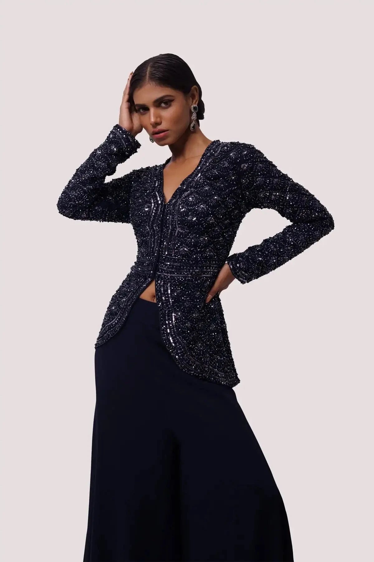 Embellished Navy Blue Co-ord set - Pallodstore