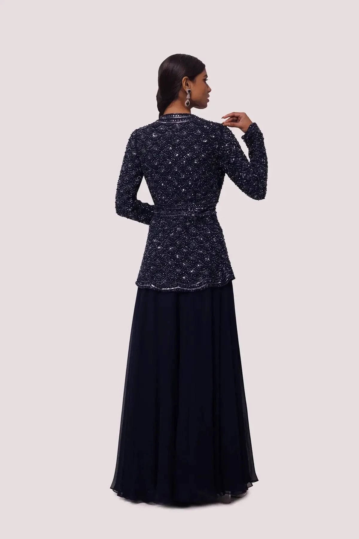 Embellished Navy Blue Co-ord set - Pallodstore