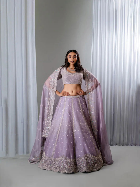 Embellished Organza Lehenga - Pallodstore
