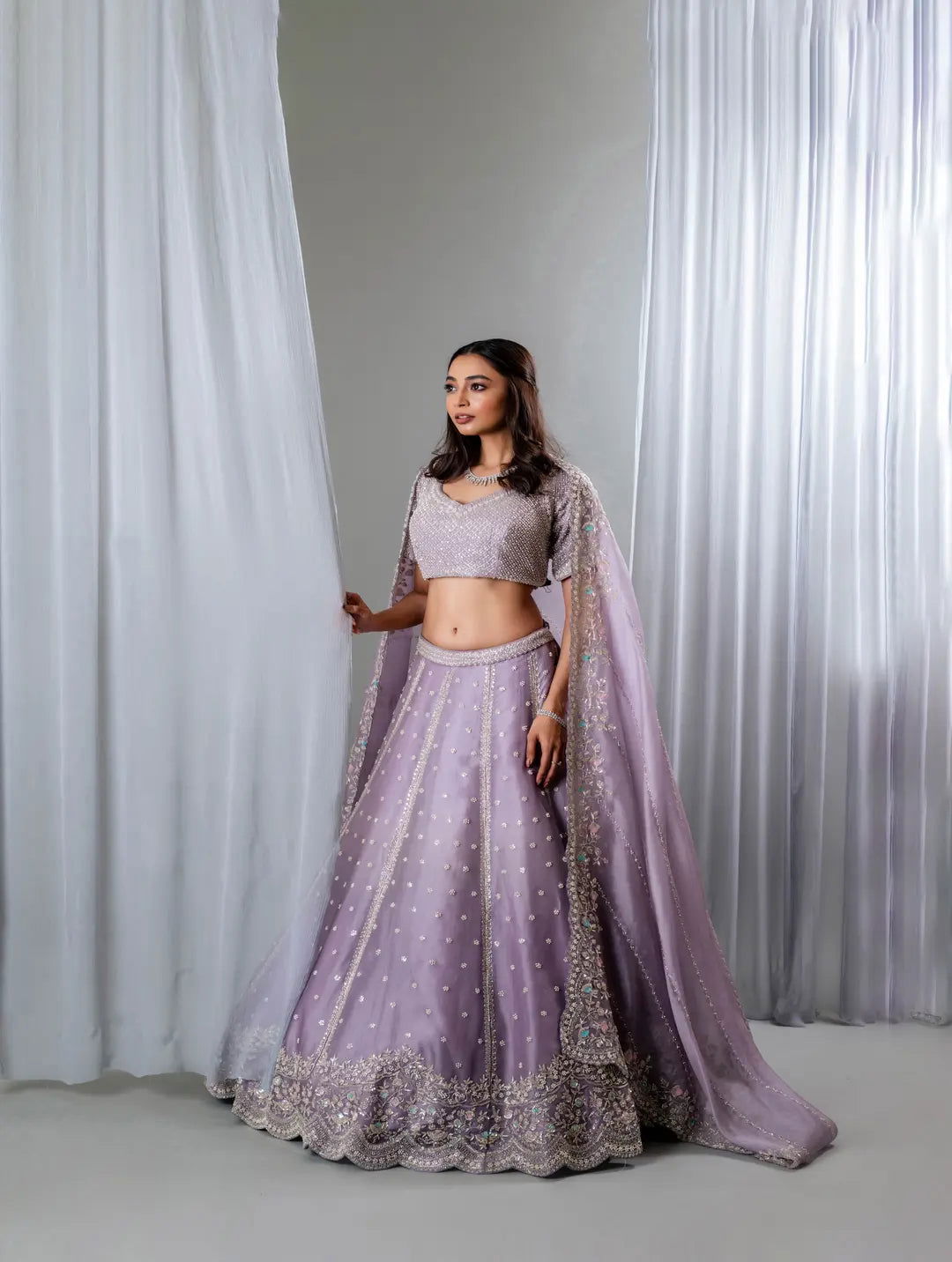Embellished Organza Lehenga - Pallodstore