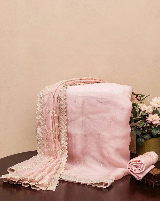 Embroidered Baby Pink  Dress Material - Pallodstore