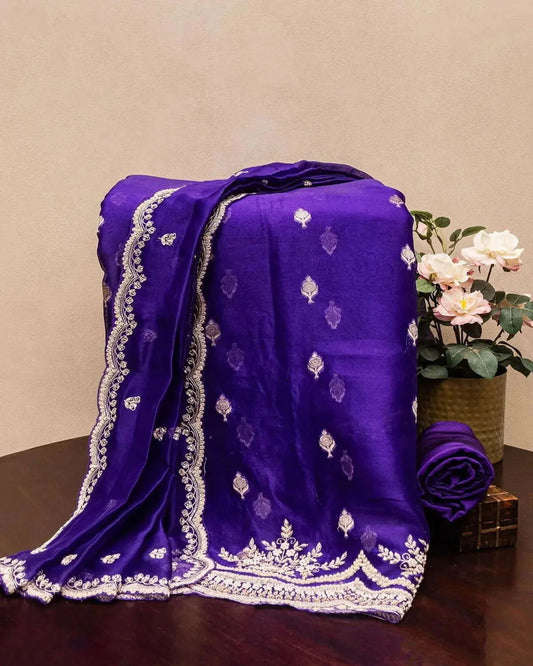 Embroidered Purple Dress Material - Pallodstore