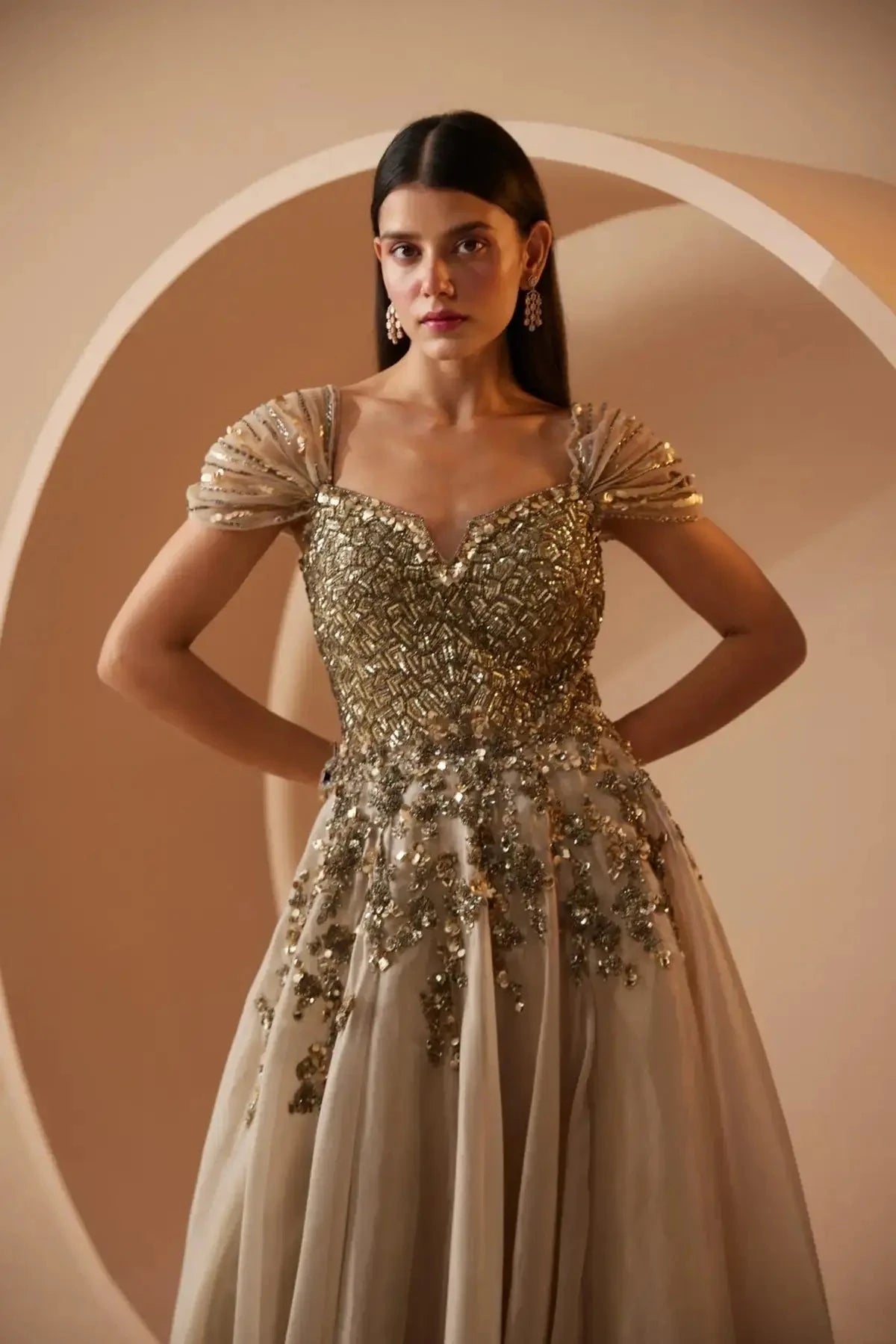 Ether Beige Gown - Pallodstore