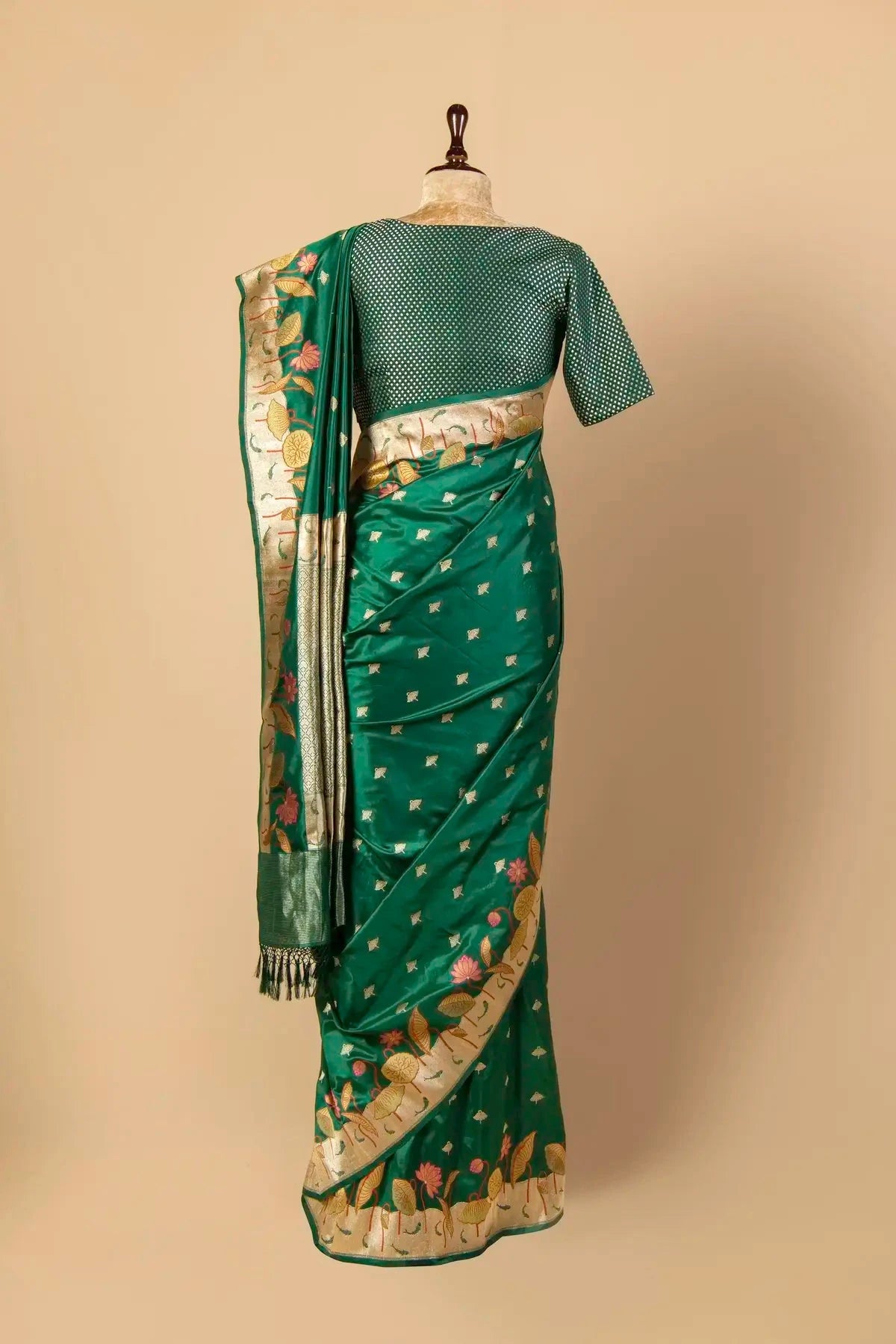 Forest Green Banarasi Silk Paithani Saree - Pallodstore