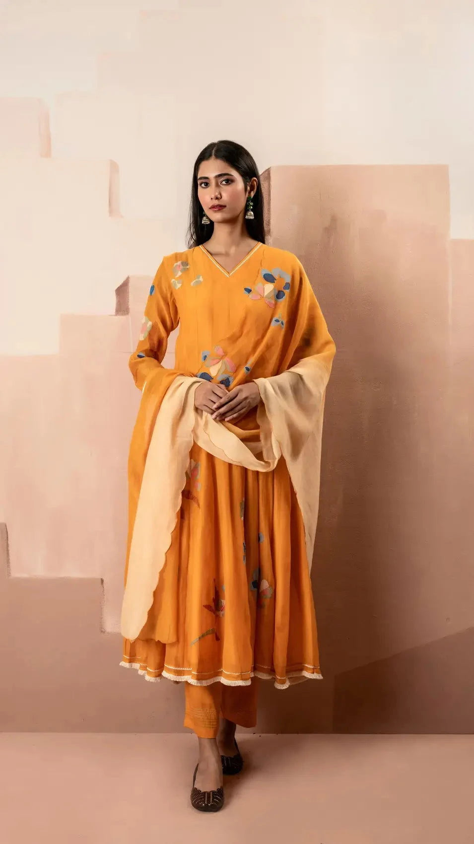 Frida Orange Anarkali Set - Pallodstore