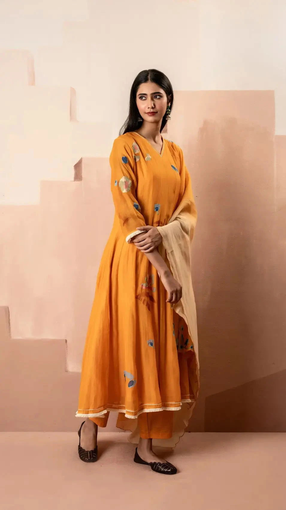 Frida Orange Anarkali Set - Pallodstore