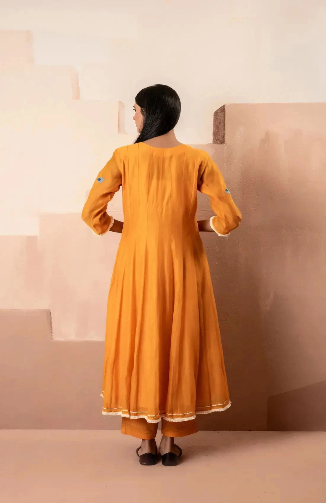 Frida Orange Anarkali Set - Pallodstore