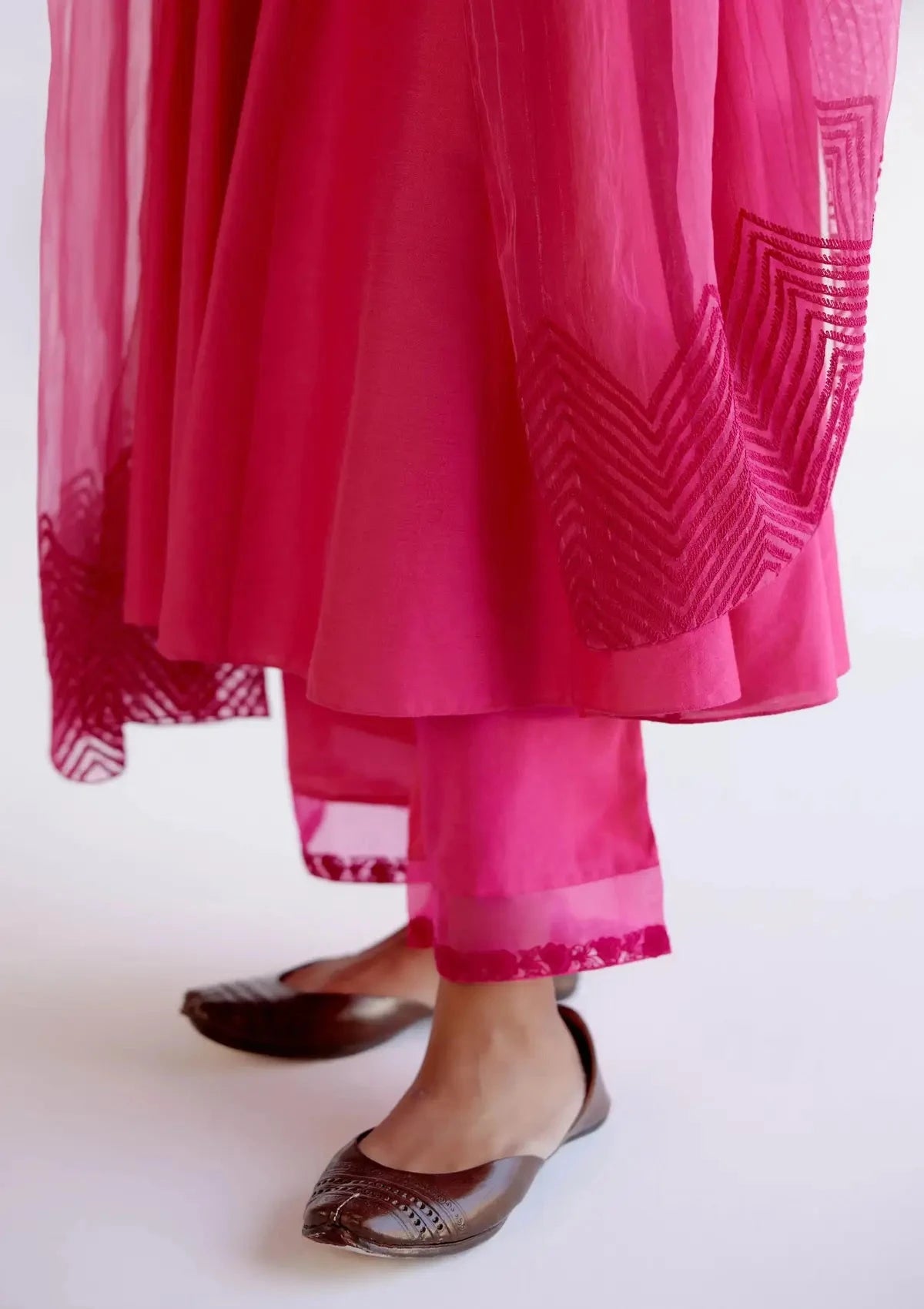 Fuchsia Pink Embroidered Dori Anarkali Set - Pallodstore
