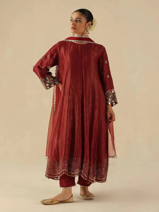 Garnet Red Afsana Kalidar - Pallodstore