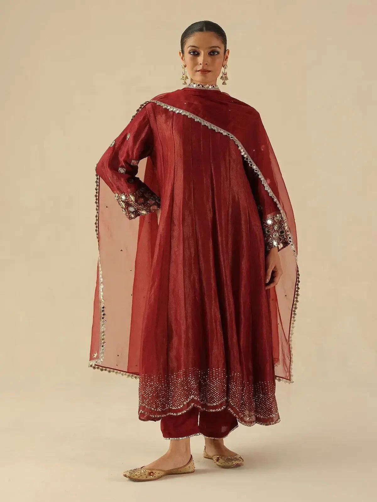 Garnet Red Afsana Kalidar - Pallodstore
