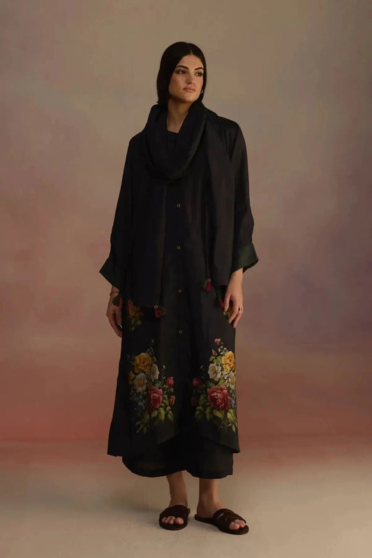 Gladioly Charcoal Kurta Set - Pallodstore