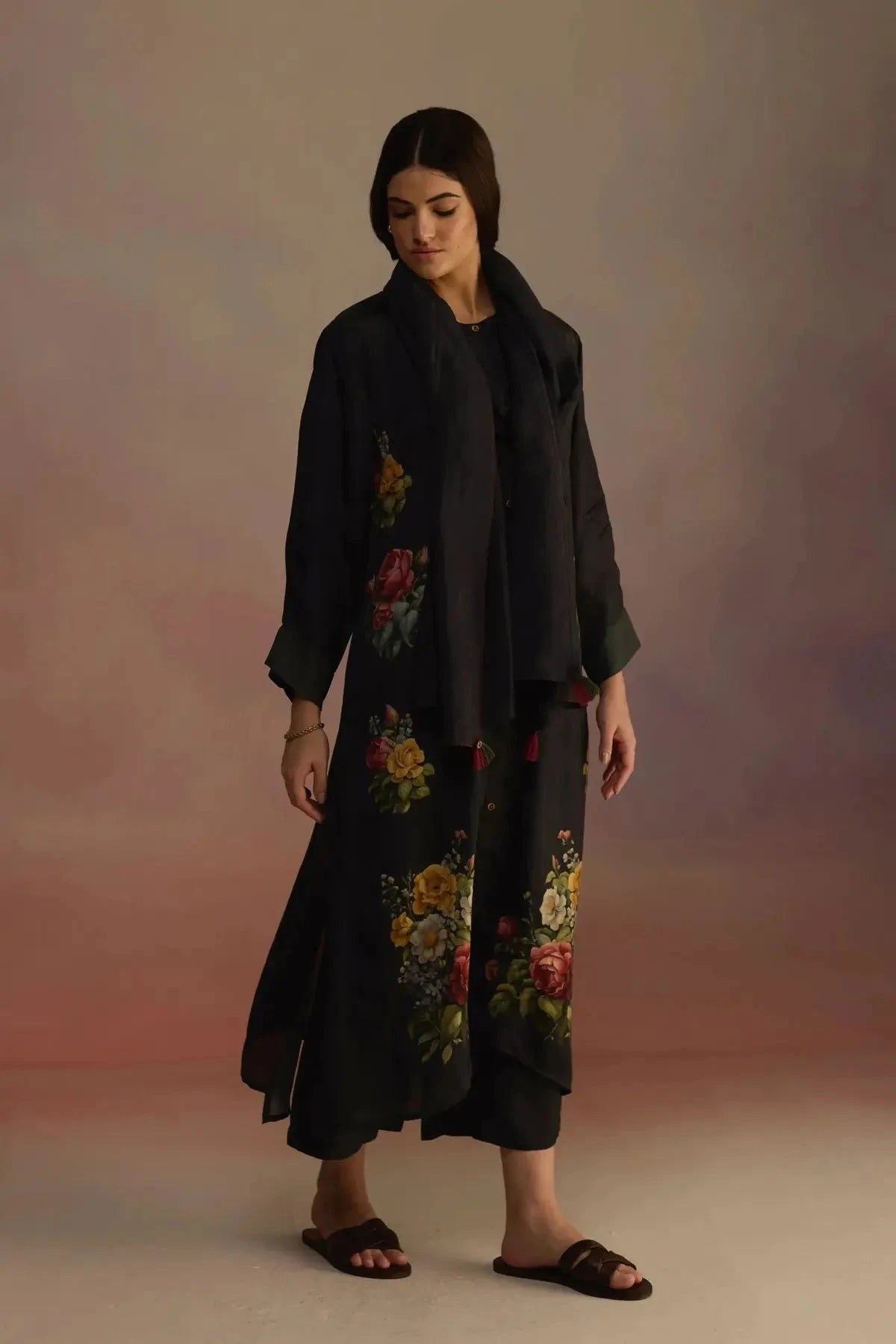 Gladioly Charcoal Kurta Set - Pallodstore