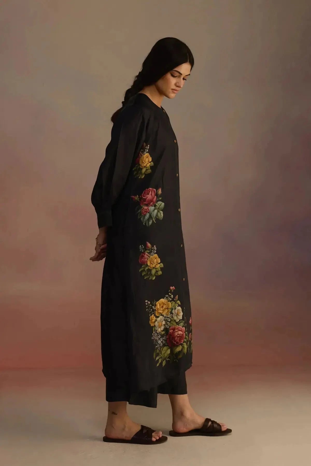 Gladioly Charcoal Kurta Set - Pallodstore