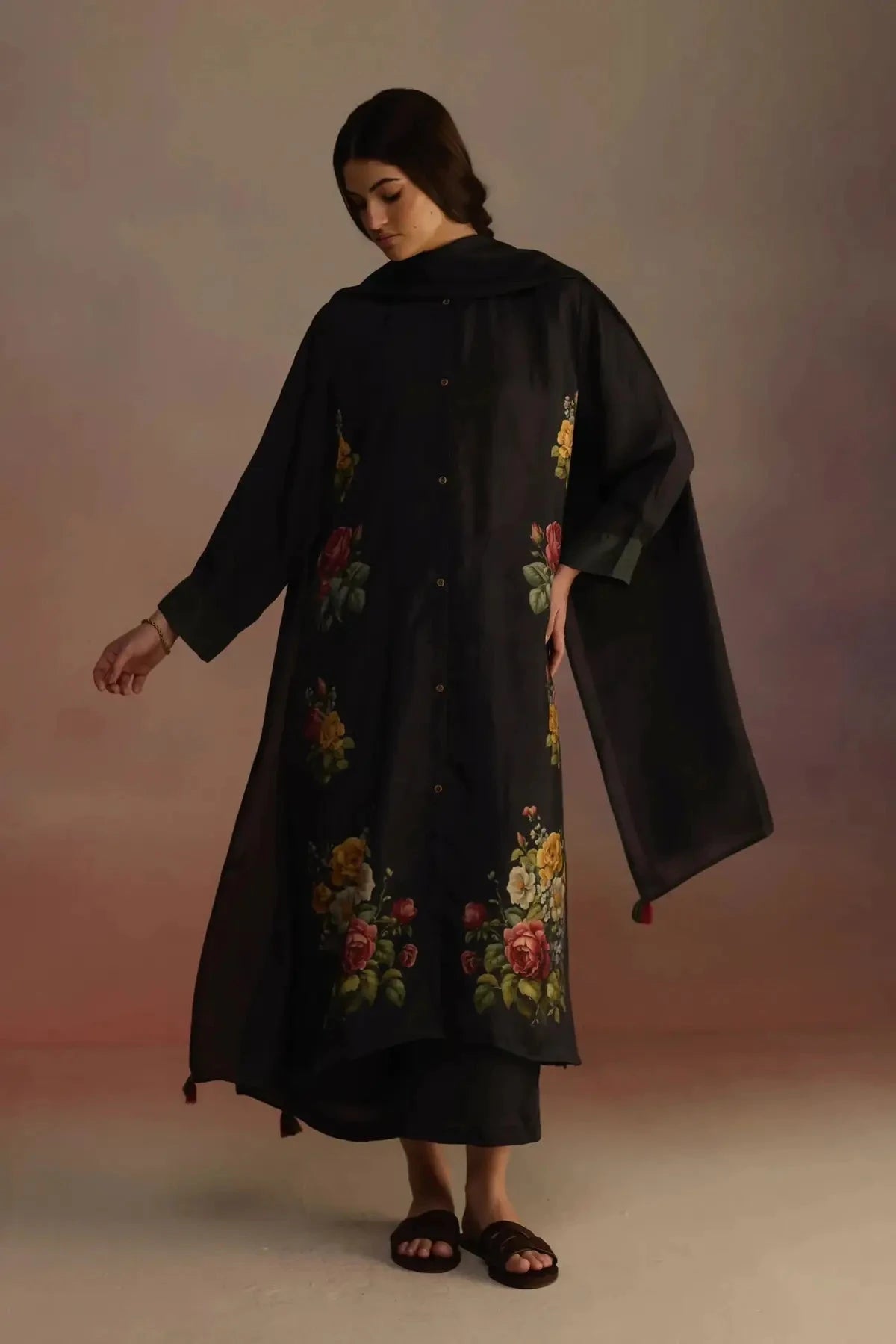 Gladioly Charcoal Kurta Set - Pallodstore