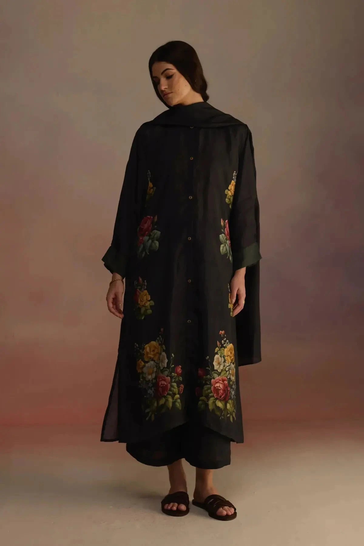 Gladioly Charcoal Kurta Set - Pallodstore
